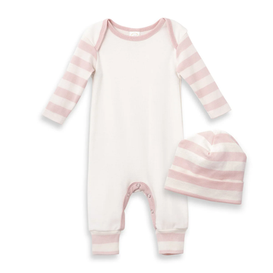 2-Pc Gift Set Pink Stripe Romper & Hat