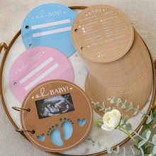 Load image into Gallery viewer, Baby Shower Prediction Advice Card Keepsake Book - Kraft Circle Shape
