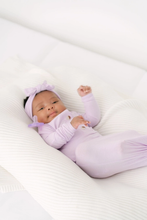 Load image into Gallery viewer, Newborn Knotted Baby Gown HEADBAND &amp; HAT Set - Lavender
