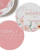 Load image into Gallery viewer, Snuggle Honey camille and jewel pink reversible milestone cards
