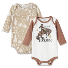 Load image into Gallery viewer, Wild West/Tan Little Buckaroo Set Of Bodysuits
