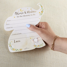 Load image into Gallery viewer, Elephant Baby Shower Advice Card &amp; Baby Shower Game (Set of 50)
