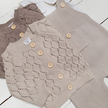 Load image into Gallery viewer, Diamond lace Knit Cardigan buttoned | Annie (Oatmeal)
