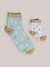 Load image into Gallery viewer, Mama &amp; Me Matching Socks Set - Howdy Partner Blue
