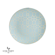 Load image into Gallery viewer, Round Mint • Gold Pattern Plastic Plates | 10 Pack

