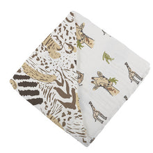 Load image into Gallery viewer, New Castle Hungry Giraffe &amp; Animal Print Baby Blanket
