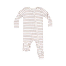 Load image into Gallery viewer, Stripe Oxford Tan 2 Way Zipper Footie
