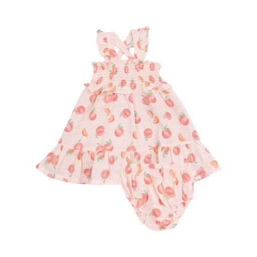 Sweet Peach Smocked Ruffle Sundress & Diaper Cover