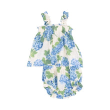 Load image into Gallery viewer, Watercolor Hydrangeas Ruffly Strap Top And Bloomer Set
