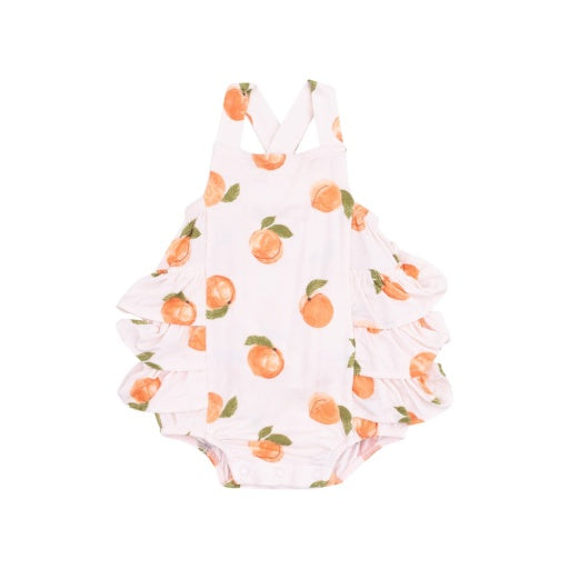 Watercolor Peaches Ruffle Sunsuit