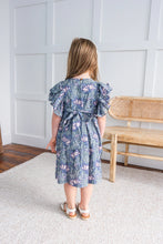 Load image into Gallery viewer, Grey Printed Sleeve Ruffled Gathered Dress 3-6 mos
